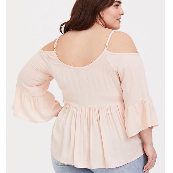 BLUSH COLD SHOULDER BLOUSE - Picture 3 of 5